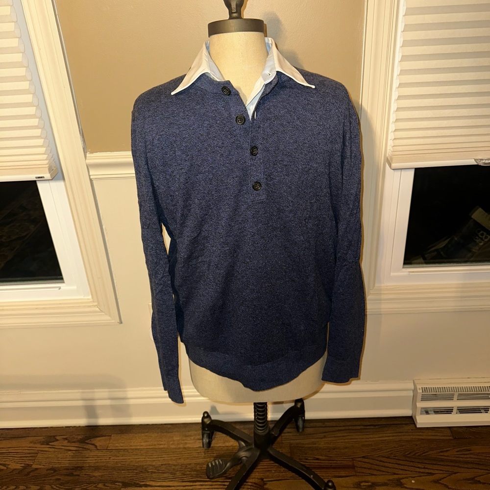Banana Republic Men's Heathered Blue Crewneck Sweater